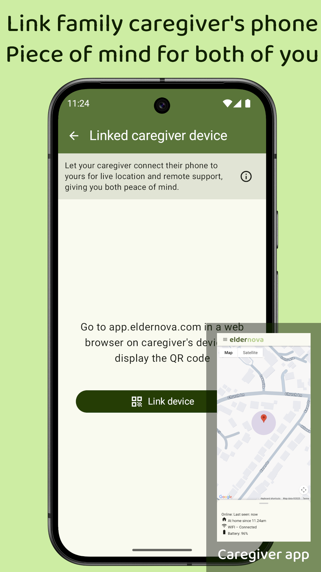 Screen shot of Android app on elderly loved one's phone